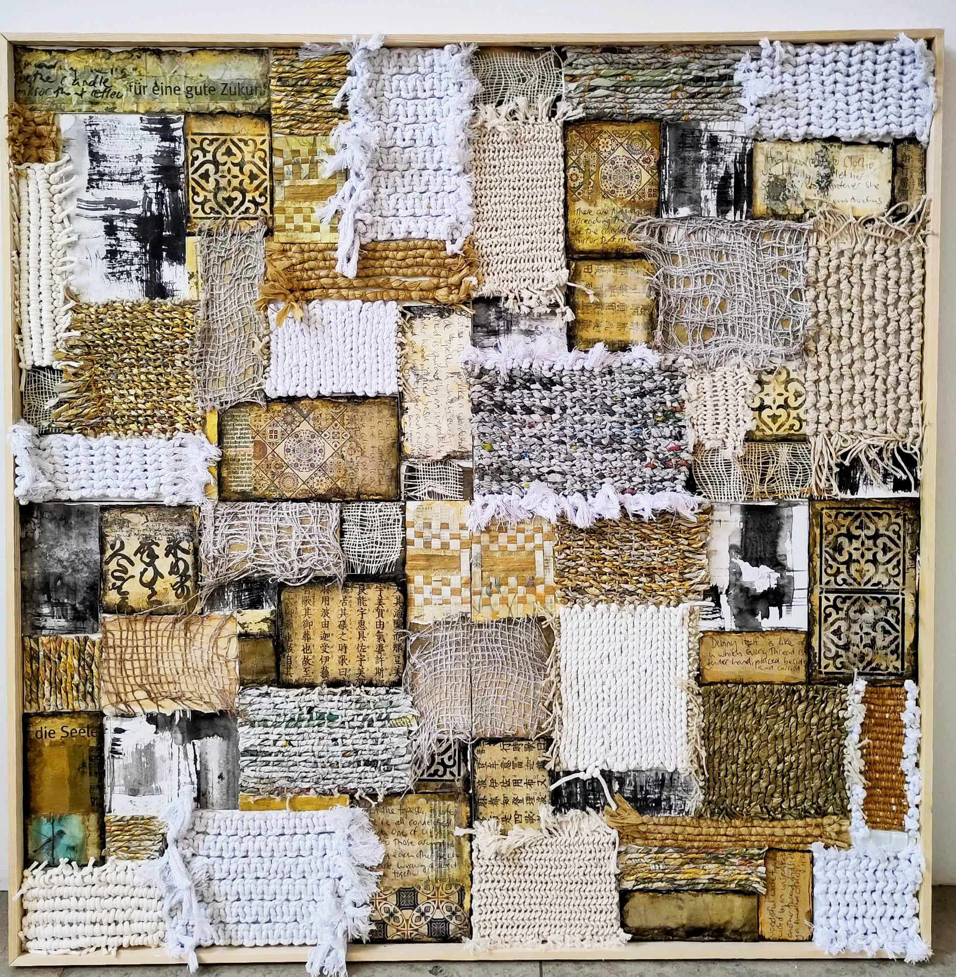"Clotho's Threads" (2023) 100 x100 cm mixed media "Clotho's Threads" (2023) 100 x100 cm mixed media
