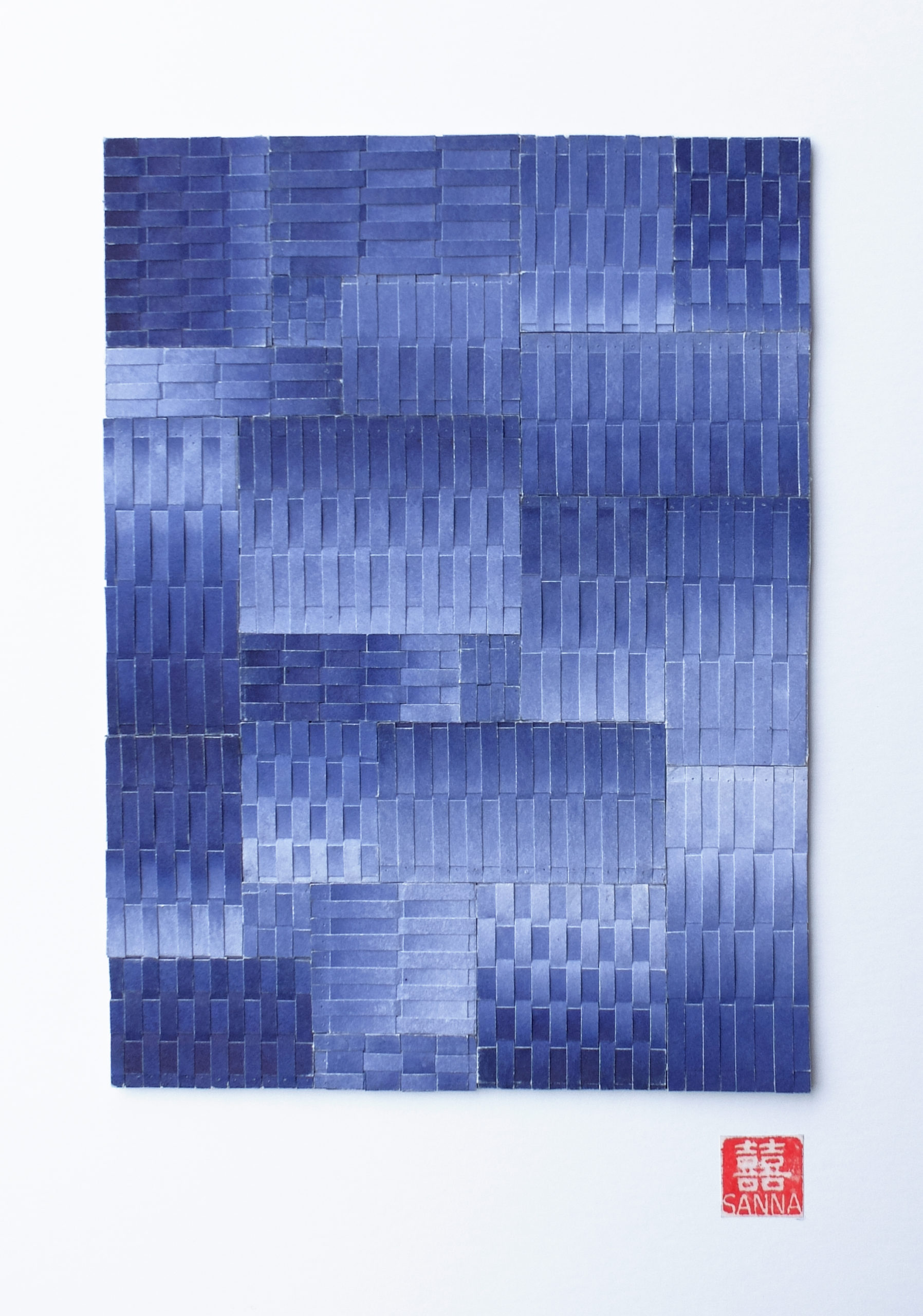 Time is a River (Time Lines Series) (2025), 30x42cm A3, Collage with 300g woven aquarelle paper & indigo ink