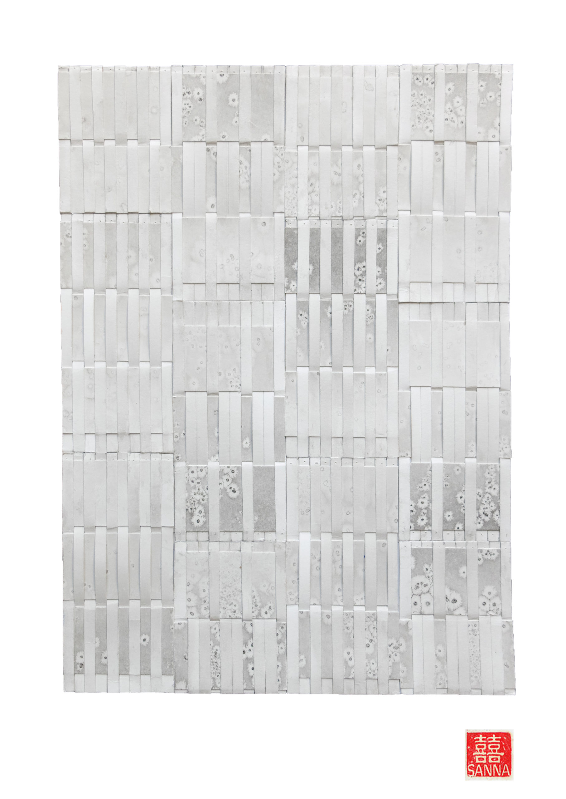 Ensi Lumi/First Snow Nr.2 (Time Lines Series) (2025), 29,7x42cm (A3) Ink collage on 300g woven paper